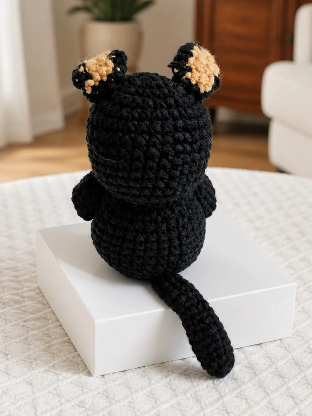 Handmade Black & Tan Crochet Dog Amigurumi Plush - Best Dog Mom Ever Sign